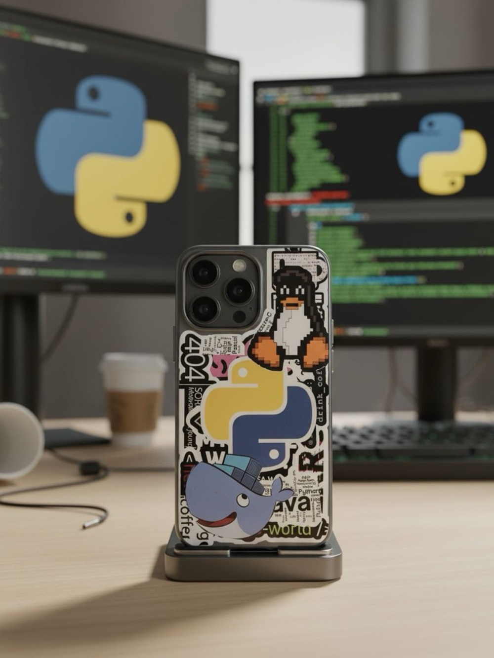 Handmade Resin Phone Stickered programmer Case - Decorative Protective Cover